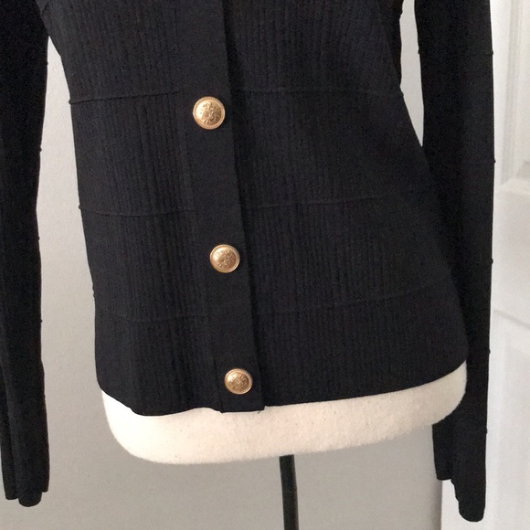 MAEVE By Anthropologie COLLARED KNIT CARDIGAN SWEATER JACKET GOLDBUTTON BLACK| M - Picture 5 of 14